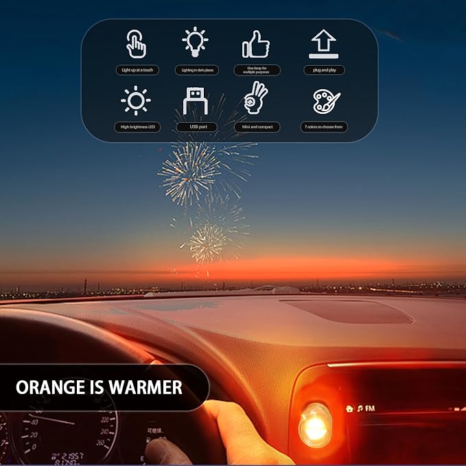 Mini USB Touch Control LED Ambient Light -4 Lighting Modes (Stable/dimmable SOS, Slow Flash, Breathing) Suitable for car interiors, Homes, Camping, and Party Decorations Snaptrol(Pink)