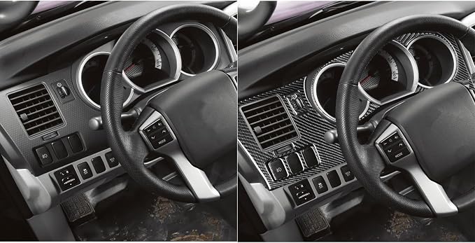 NVCNX Real Premium Carbon Fiber for Toyota 2nd Gen Tacoma Accessories 2005-2015 2006 2007 2008 2009 2010 2011 2012 2013 2014 Car Dash Dashboard Panel Cover Interior Trim Kit Overlay Sticker Decal 7PCs