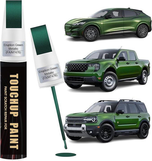 Eruption Green Metallic(FA/M7476) Car Paint Touch Up Pen for Ford, 2-In-1 Color Accurate Touch Up Car Scratch Repair Paint Exact Match Ford Series Automotive Scratch Remover for Nicks & Chips Repair