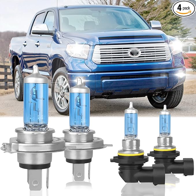 Fit for Toyota Tacoma 2005-2011 High Performance Halogen Headlight Bulbs,9003/H4 High Low Dual Beam + 9006 Foglamp Replacement Bulbs Kit,Pack of 4