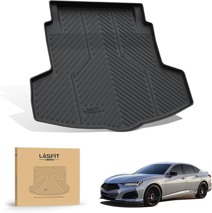 LASFIT Cargo Mat for Acura TLX 2021-2025 Sedan Custom Fit Trunk Mat Cargo Liner with Raised Edges, All Weather TPE Trunk Liner for Rear Cargo Area Protection, Black
