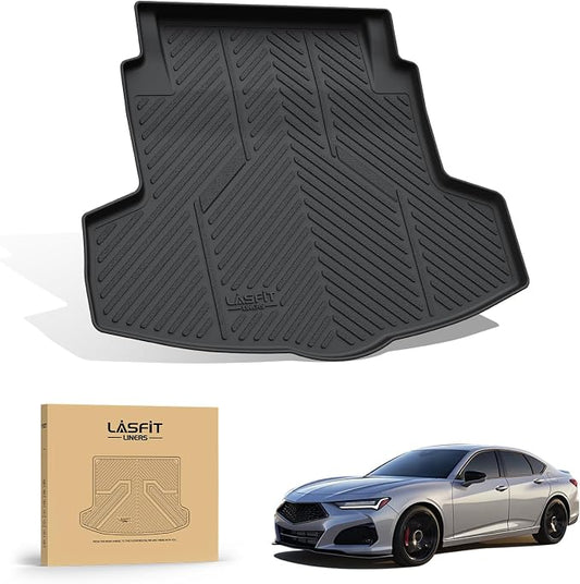 LASFIT Cargo Mat for Acura TLX 2021-2025 Sedan Custom Fit Trunk Mat Cargo Liner with Raised Edges, All Weather TPE Trunk Liner for Rear Cargo Area Protection, Black