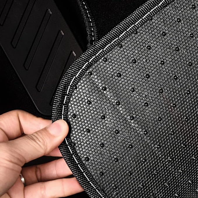 CAR PASS Rainbow Waterproof Universal Fit Faux Leather Car Carpet- Anti-Slip Nibbed Backing Floor Mats for SUV, Vans, Sedans, Trucks, Automotive Set of 4 (Black with Gray)