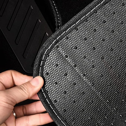 CAR PASS Rainbow Waterproof Universal Fit Faux Leather Car Carpet- Anti-Slip Nibbed Backing Floor Mats for SUV, Vans, Sedans, Trucks, Automotive Set of 4 (Black with Gray)