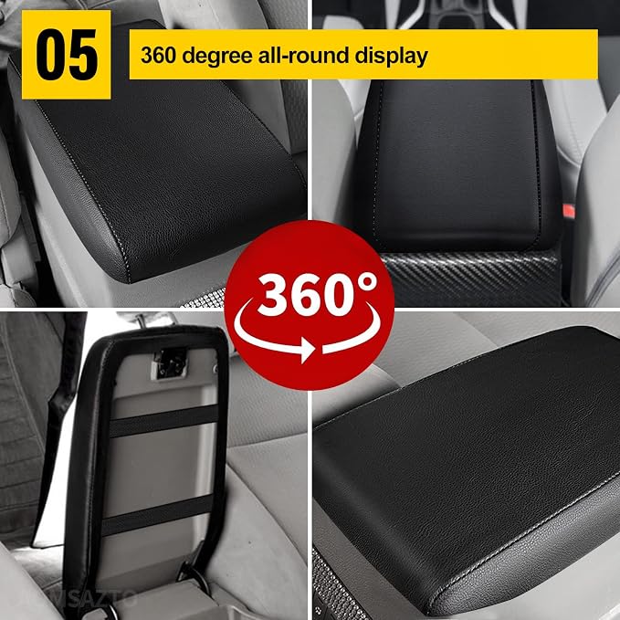 AOMSAZTO Console Covers for 2012 2013 2014 2015 2016 Honda CRV Armrest Covers for Honda CR V Black with Black Stiches