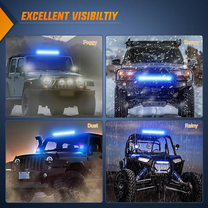 Nilight LED Light Bar 20 Inch 126W Spot Flood Combo Blue Beam Off Road Lamp Fishing Hunting Emergency Deck Work Lighting for Trucks UTV Pick-up Van Boat Tractor