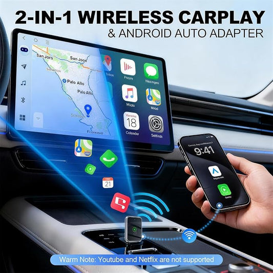 Mini Wireless Carplay Adapter Update for iPhone and Android Auto - Carplay Wireless Adapter Car Play, Wired to Wireless, Compatible with iPhone iOS 10+, Silver