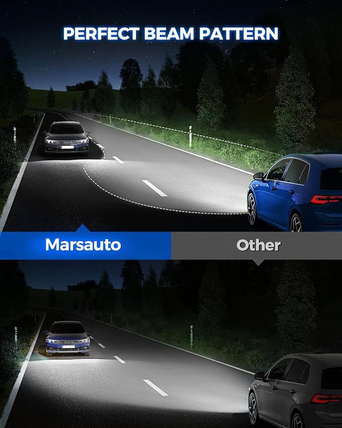 Marsauto H13/9008 Bulbs, 60,000LM 1200% Ultra Bright, Plug and Play IP68 Waterproof Off-Road Lights, IP68 Waterproof, Pack of 2