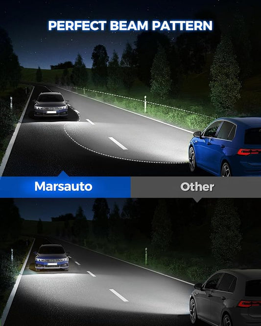 Marsauto H13/9008 Bulbs, 60,000LM 1200% Ultra Bright, Plug and Play IP68 Waterproof Off-Road Lights, IP68 Waterproof, Pack of 2