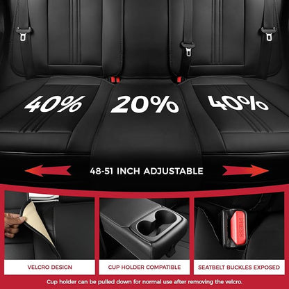 FREESOO Black Car Seat Covers Full Set, Universal Leather Seat Covers for Cars Trucks SUV, Waterproof Car Seat Cover Back Seat and Front, Breathable Car Seat Protector Cushion Fit for Most Vehicles