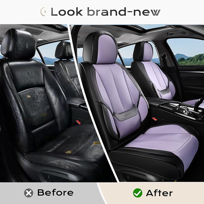Coverado Seat Covers, Car Seat Covers Front Seats, Car Seat Cover, Car Seat Protector Waterproof, Car Seat Cushion Nappa Leather, Seat Covers Carseat Cover Universal Fit for Most Cars