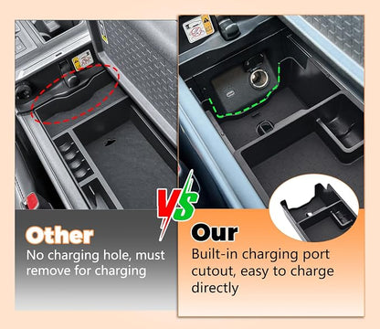 Dual Center Console Organizer for Toyota RAV4 2026+ Accessories (LE/SE/XLE/Woodland/XSE) RAV4 Console Tray Insert Organizer with Coin Holder Tissue Box Holder and Rubber Mats for Toyota RAV4 2026+