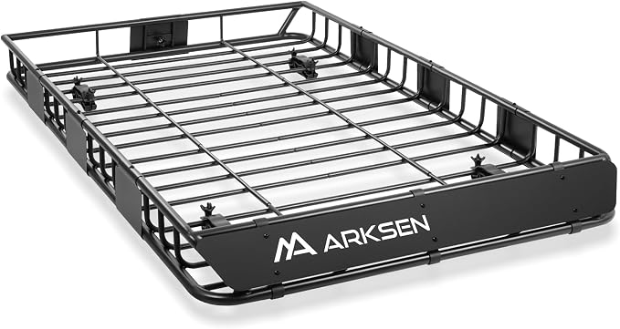 ARKSEN 64" x 39" x 5" Roof Rack Cargo Basket with Extension, Heavy Duty Steel Rooftop Cargo Carrier, 150 lbs Capacity, Universal Fit for SUV, Truck, RV, Pickup
