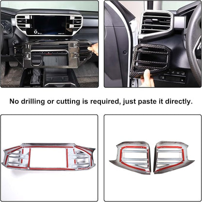 Car Center Console Air Conditioning Outlet Trim Cover Kit Compatible with Toyota Tundra/Sequoia 2022-2026, Dashboard Side A/C Vent Panel Decorative Frame Protection ABS Accessories, For 8-inch Screen