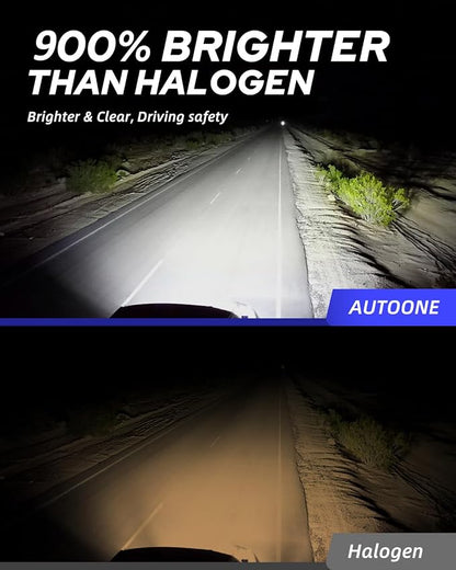 AUTOONE 9005 HB3 LED Bulb, 900% Brightness, 6000K, Fanless 99% Compatibility, Longer Lifespan, IP68, Quick Installation, Pack of 2