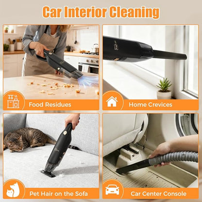 Handheld Vacuum Cordless,Dust Busters Cordless with Storage Dock,15KPA High Power Portable Vacuum Vordless,USB Quick Charge,Mini Vacuum with Multi-Nozzles & Washable Filter，Black