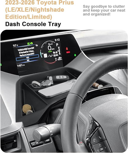 ECOZEN Dash Console Organizer For 2023-2026 Toyota Prius - Dashboard Storage Tray Behind Steering Wheel Center Console Organizer - 2023 2024 2025 2026 Prius Interior Accessories
