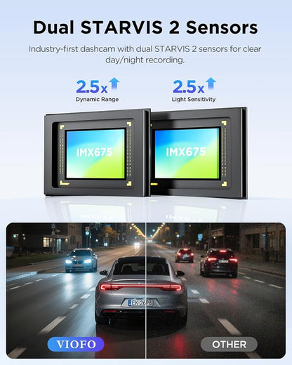 VIOFO A229 Plus Dash Cam Front and Rear, Dual STARVIS 2 Sensors, 2 Channel HDR, 1440P+1440P Voice Control Car Dash Camera, 5GHz Wi-Fi, Voice Control, Ultra-Precise GPS