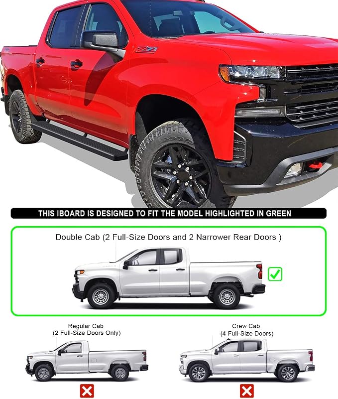APS 6in Stainless Steel Black Running Boards Compatible with Silverado Sierra 1500 2019-2026 Extended Cab & 2500 3500 2020-2026 (Exclude 19 1500 LD)(Silverado 1500 LTD Sierra 1500 LD 2022)