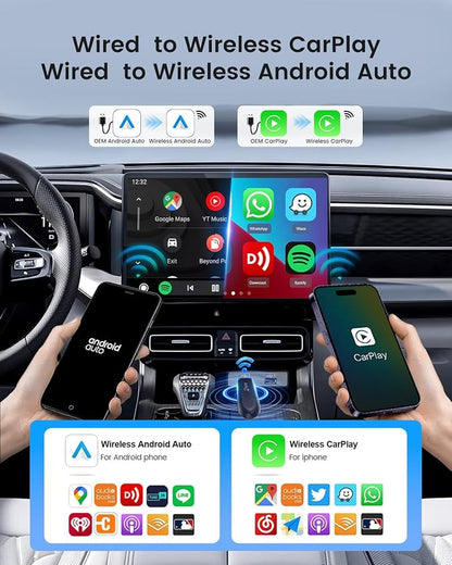 Carlinkit Mini SE Pro Wireless Adapter for OEM Wired CarPlay & OEM Wired Android Auto,Compatible with iOS 10 & Android 10 and Above, Fast Connection, No Latency - Deep Blue