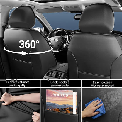 Explorer Seat Covers Custom Fit for Ford Explorer 2004-2026, Full Coverage Leather Waterproof Breathable Seat Covers, Automotive Seat Protectors, Airbag Compatible(2 Front Seats, Black Gray)