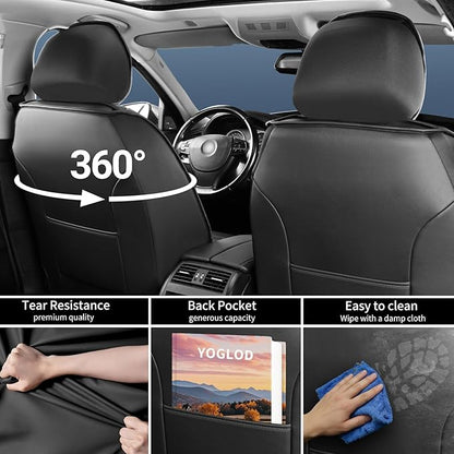 Impala Car Seat Covers Fit for Chevrolet/Chevy Impala 2014-2020, Full Coverage Leather Waterproof Breathable Seat Covers, Automotive Seat Protectors, Airbag Compatible, (2 Seats, Black Gray)