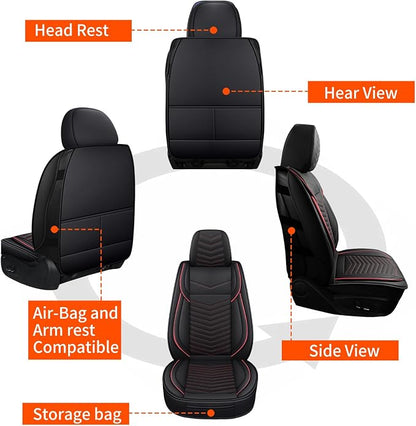 HChengkikz Nappa Leather Car Seat Covers Front Seats, Car seat Protector, Waterproof Car Seat Cushion, Universal Automotive Seat Covers Fit for SUV Truck Pick-up Sedan and Most Cars