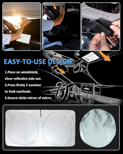 Sunshade for X3 Windshield Sun Shade Custom Fit for 2011-2015 2016 2017 BMW X3 Accessories Foldable Front Window Shield Cover Sun Visor Protector Automotive Interior Protector Block UV Rays