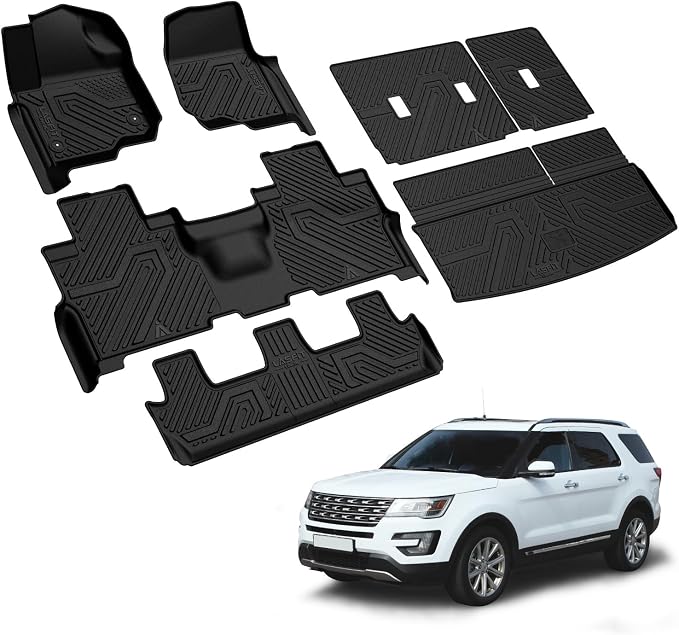 LASFIT Floor Mats for Ford Expedition Standard(Not for Max Models) 2021 2022 2023 2024 8 Seats(Not Fit 7 Seats), All Weather TPE Custom Fit for SUV Car Liners, 1st& 2nd& 3rd& Cargo Liner, Black 5pcs
