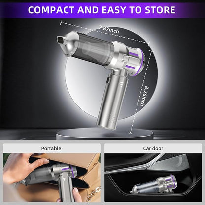 Handheld Vacuum Cleaner, 28000Pa 4 in 1 Handheld Vacuum Cordless, One-Touch Dust Removal, 3 Speeds Brushless Motor Mini Vacuum, Car Vacuum Portable Cordless for Office, Home, Kitchen, Car, Pet Hair