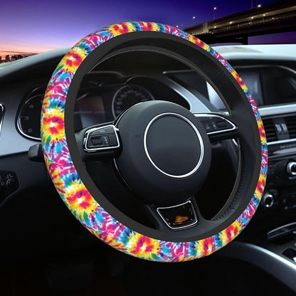 Tie Dye Steering Wheel Covers Non Slip Neoprene Universal 15 Inch Steering Wheel Protector Car Cover for Men Women