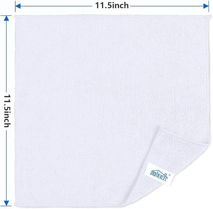 HOMEXCEL White Microfiber Cleaning Cloth, 8 Pack Cleaning Towels for Kitchen, Lint Free, Scratch-Free, Highly Absorbent, and Reusable Cleaning Rags for House, Window and Glass, Cars, 11.5 X11.5 inch