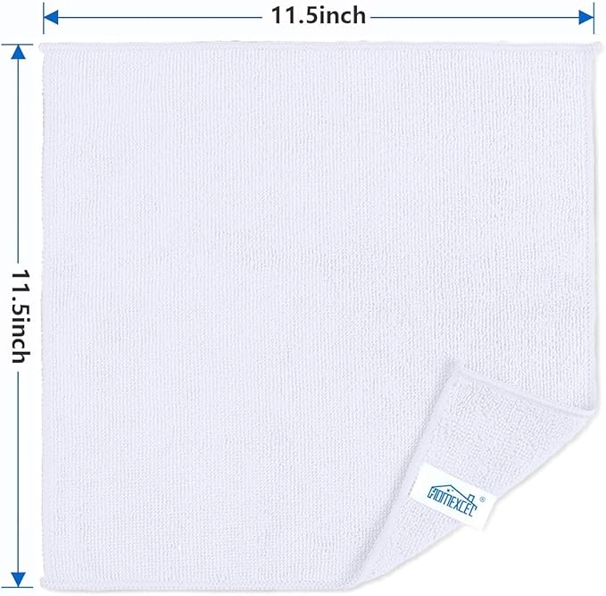 HOMEXCEL White Microfiber Cleaning Cloth 400 Pack, Microfiber Towel for Cars, Lint Free, Scratch-Free, Highly Absorbent, and Cleaning Rags for House, Window and Glass, Cars, TV Screen 11.5 X11.5 inch
