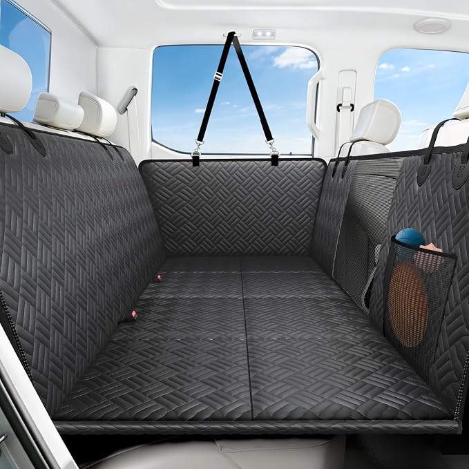 PROZAR Dog Car Seat Cover for Back Seat, Hard Bottom Back Seat Extender, Pet Cover for Dogs - Supports 400lbs, Back Seat Pet Cover, Dog Hammock for Full-Size Trucks/SUVs, 60in -Black