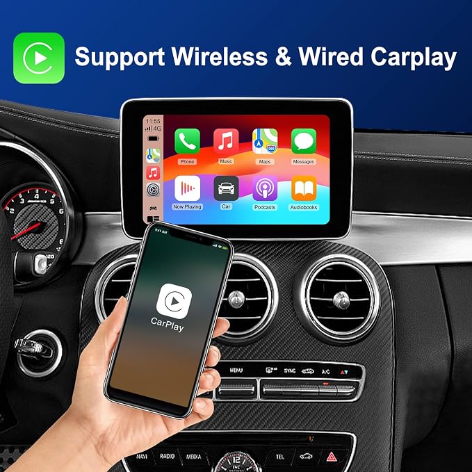 CarPlay Android Auto Adapter Decoder Retrofit Kit Fits Mercedes Benz 2012-2015 A/B/C/E/CLA/GLK/ML/SLD Class with NTG 4.5/4.7 System, Supports Wireless CPAA/Mirror Link/Camera/USB Drive/NAV