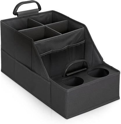 MULISOFT Car Seat Organizer- Backseat Car Organizer with 12 Storages Compartments and 2 Cup Holders, Organizers and Storage, Front Seat for Travel Kids,Black