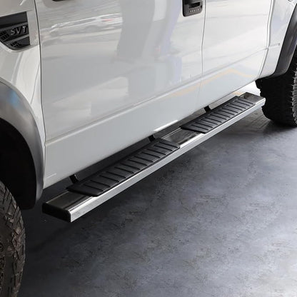 COMNOVA 6 Inches Double Cab Running Boards Compatible with 2007-2018 Chevy Silverado/GMC Sierra 1500 Extended Cab, 2007-2019 Silverado/Sierra 2500HD 3500HD, Stainless Steel Silverado Running Boards.