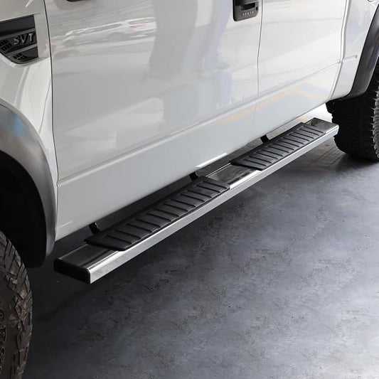 COMNOVA 6 Inches Double Cab Running Boards Compatible with 2007-2018 Chevy Silverado/GMC Sierra 1500 Extended Cab, 2007-2019 Silverado/Sierra 2500HD 3500HD, Stainless Steel Silverado Running Boards.