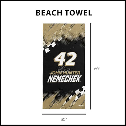 Northwest NASCAR John Hunter Nemechek Simple Speed Beach Towel, Cotton Blend Lightweight Bath, Pool Swim Travel Fan Gear, 30 x 60 Inch