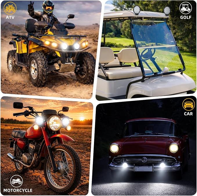 Zmoon 4.5'' 84W Round LED Offroad Flood Lights, Waterproof 12V/24V Round LED Light Bar for Truck Tractor ATV UTV SUV Motorcycle Off Road Fog Driving Lights 2Pack