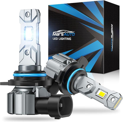 Marsauto M1S 9012 Bulbs, 40000LM Super Bright HIR2 9012 Fog Bulbs with 1:1 Mini Design, 6000K White Wireless Direct Insertion, 3 Min Plug and Play, IP68, Pack of 2