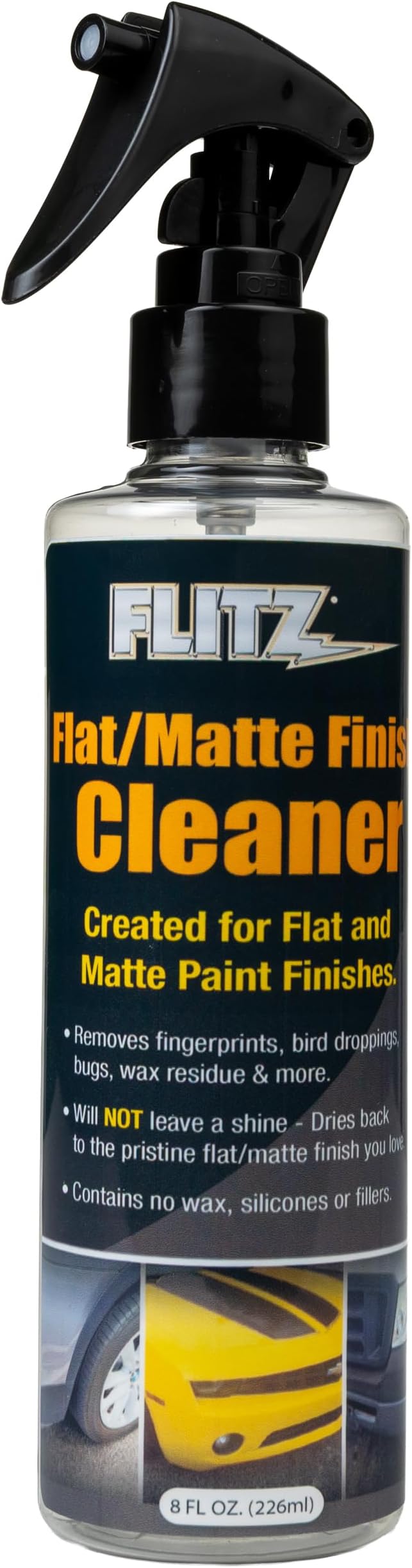 FLITZ Flat Matte Finish Cleaner - 8oz Bottle of USA-Made Vinyl Wrap Spray to Easily Remove Grease, Wax, Dust, & More - Quick Drying Matte Paint Cleaner - Ideal for Cars, Motorcycles