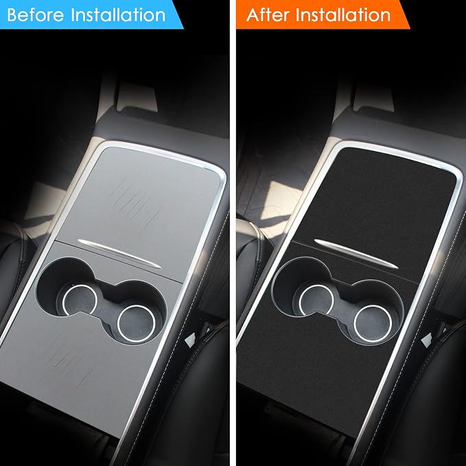Farmogo Center Console Wrap Kit Matte Black Console Cover Interior Decoration Wrap Kit Compatible with Tesla 2021-2025 Model Y & 2021-2023 Model 3 Accessories (Black)