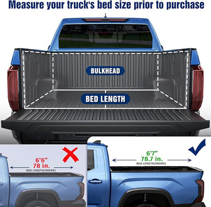 Low Profile Flip Up Truck Bed Tonneau Cover for 2022-2026 Toyota Tundra 6' 6" Bed w/OE Rail System (78.7")