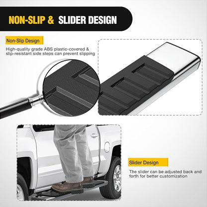 Nilight Running Boards for Dodge Ram 2009-2018 1500 Crew Cab 2019-2024 1500 Classic 2010-2024 2500 3500 6 Inch Slip-Proof Stainless Steel Side Step Nerf Bars