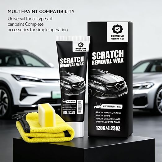 Scratch Remover for Vehicles - Car Paint Scratch Remover with Sponge & Wipe, Car Scratch Repair Kit for All Color, Auto Detailing Polish for Light to Deep Scratches (3 PC)