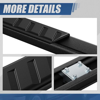 Auto Dynasty Flat Running Boards Compatible with 2009-2024 Dodge Ram 1500 Truck Extended/Quad Cab, Stainless Steel Side Step Rail Nerf Bars, 5" Step Bars, Black Powdercoated