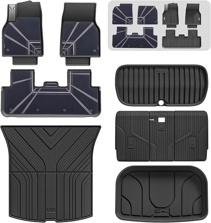 3W Tesla Model Y 2025 2026 Juniper Floor Mats, Full Set with Carpets, Metal Pedal, Double Layer, Model Y Car Accessories TPE All Weather Waterproof Custom Fit Truck Liners Premium/Performance Model