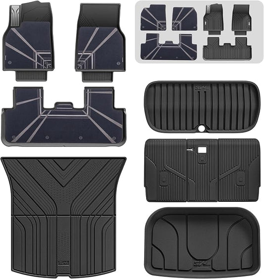 3W Tesla Model Y 2025 2026 Juniper Floor Mats, Full Set with Carpets, Metal Pedal, Double Layer, Model Y Car Accessories TPE All Weather Waterproof Custom Fit Truck Liners Premium/Performance Model