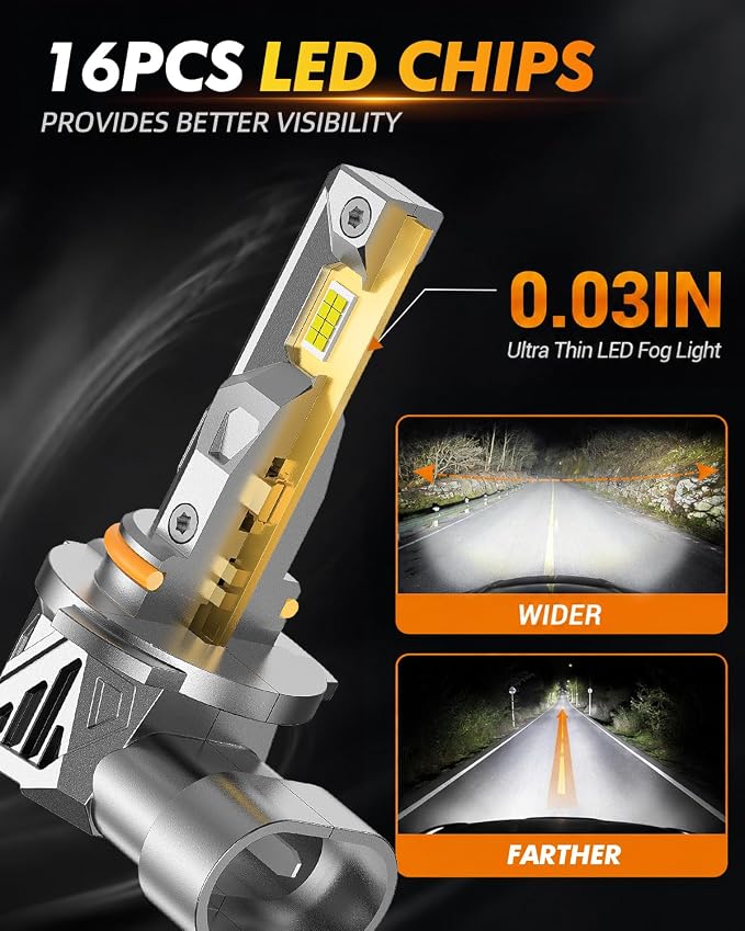 Termitor Latest H13/9008 H10 LED Bulbs Combo, 80,000LM 15X Ultra-Bright 6500K Cool White, Ford F-150 2004-2014, Real 1:1 Size 9008/H13 H10/9145/9140 LED Headlight Eyebrows, Plug N Play, Pack of 4